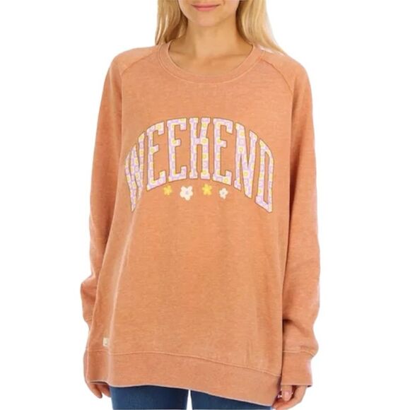 Simply Southern Fleece Lined Oversized Sweatshirt in Orange. NWT. Size S - Picture 1 of 10